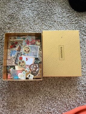 Burberry Yellow Trading Sticker Storage Box with Assorted Home Art Cards